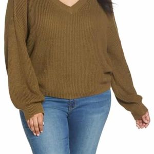 Bp Balloon Sleeve Olive Green Sweater Size 3X
